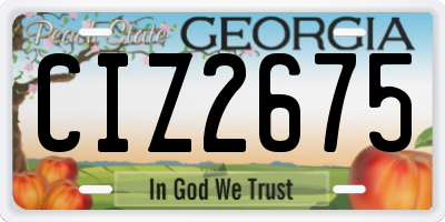 GA license plate CIZ2675