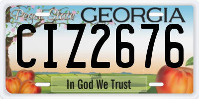 GA license plate CIZ2676