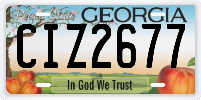 GA license plate CIZ2677