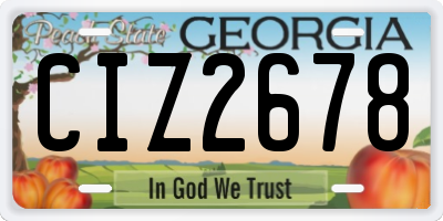 GA license plate CIZ2678