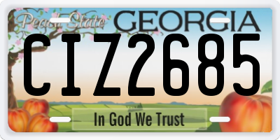 GA license plate CIZ2685
