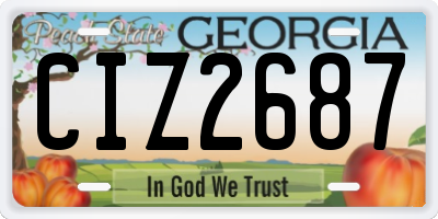 GA license plate CIZ2687