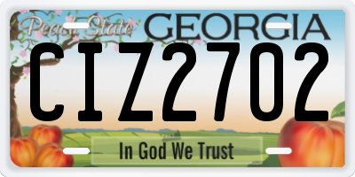 GA license plate CIZ2702
