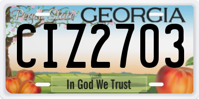 GA license plate CIZ2703