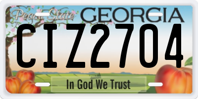 GA license plate CIZ2704