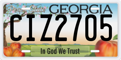 GA license plate CIZ2705