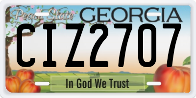 GA license plate CIZ2707