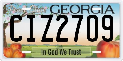 GA license plate CIZ2709