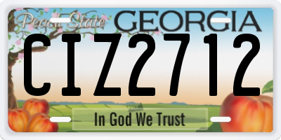 GA license plate CIZ2712
