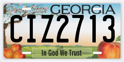 GA license plate CIZ2713