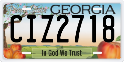 GA license plate CIZ2718