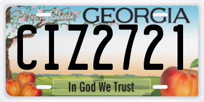 GA license plate CIZ2721