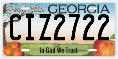 GA license plate CIZ2722