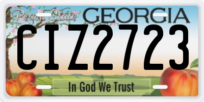GA license plate CIZ2723