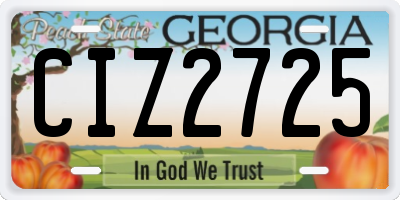 GA license plate CIZ2725
