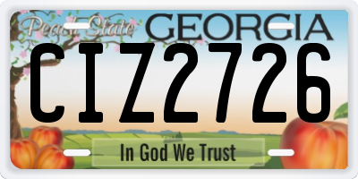 GA license plate CIZ2726