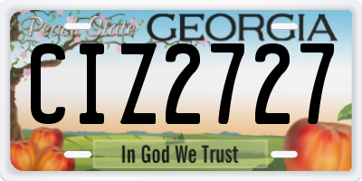 GA license plate CIZ2727