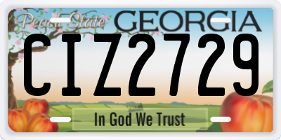 GA license plate CIZ2729