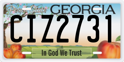 GA license plate CIZ2731