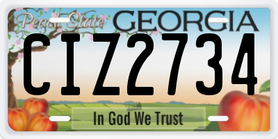 GA license plate CIZ2734