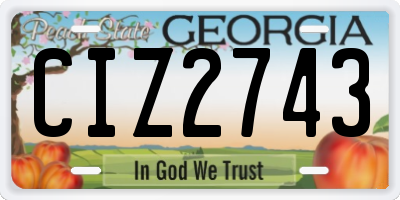 GA license plate CIZ2743