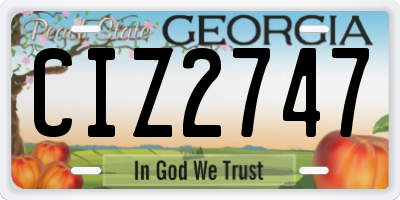 GA license plate CIZ2747
