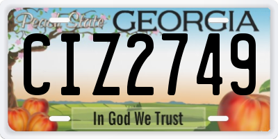 GA license plate CIZ2749