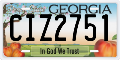 GA license plate CIZ2751