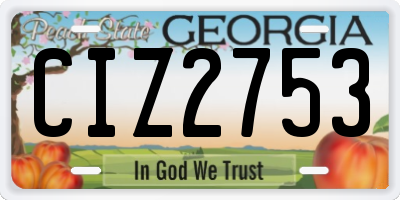 GA license plate CIZ2753
