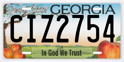 GA license plate CIZ2754
