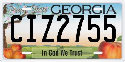 GA license plate CIZ2755