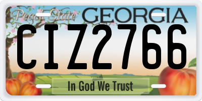 GA license plate CIZ2766