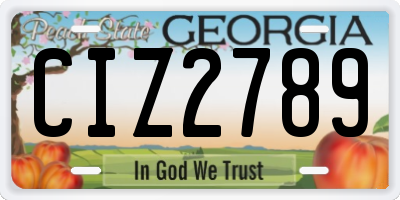 GA license plate CIZ2789