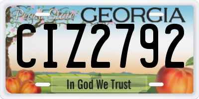 GA license plate CIZ2792