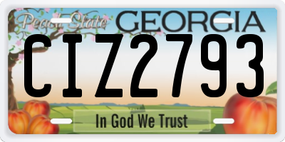 GA license plate CIZ2793