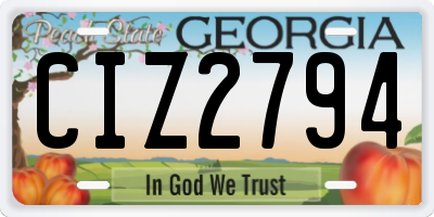 GA license plate CIZ2794
