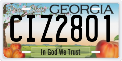GA license plate CIZ2801