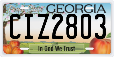 GA license plate CIZ2803