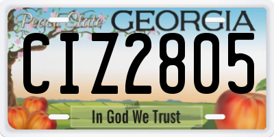 GA license plate CIZ2805