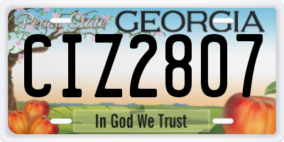 GA license plate CIZ2807