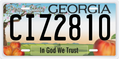 GA license plate CIZ2810
