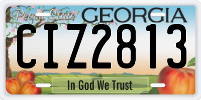 GA license plate CIZ2813