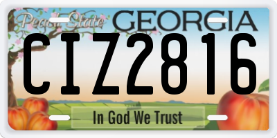 GA license plate CIZ2816