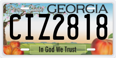 GA license plate CIZ2818