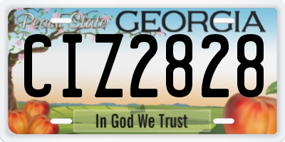 GA license plate CIZ2828