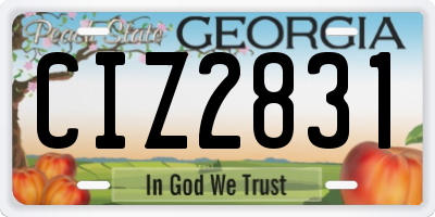 GA license plate CIZ2831