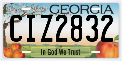 GA license plate CIZ2832