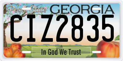 GA license plate CIZ2835