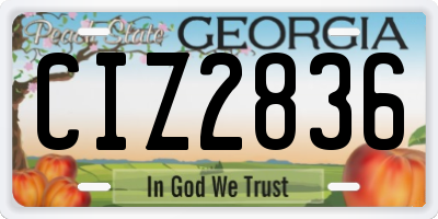 GA license plate CIZ2836