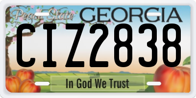 GA license plate CIZ2838